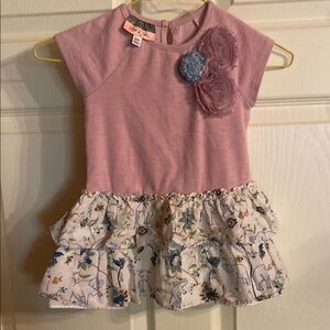 Pastourelle Pink Floral Ruffle Blouse